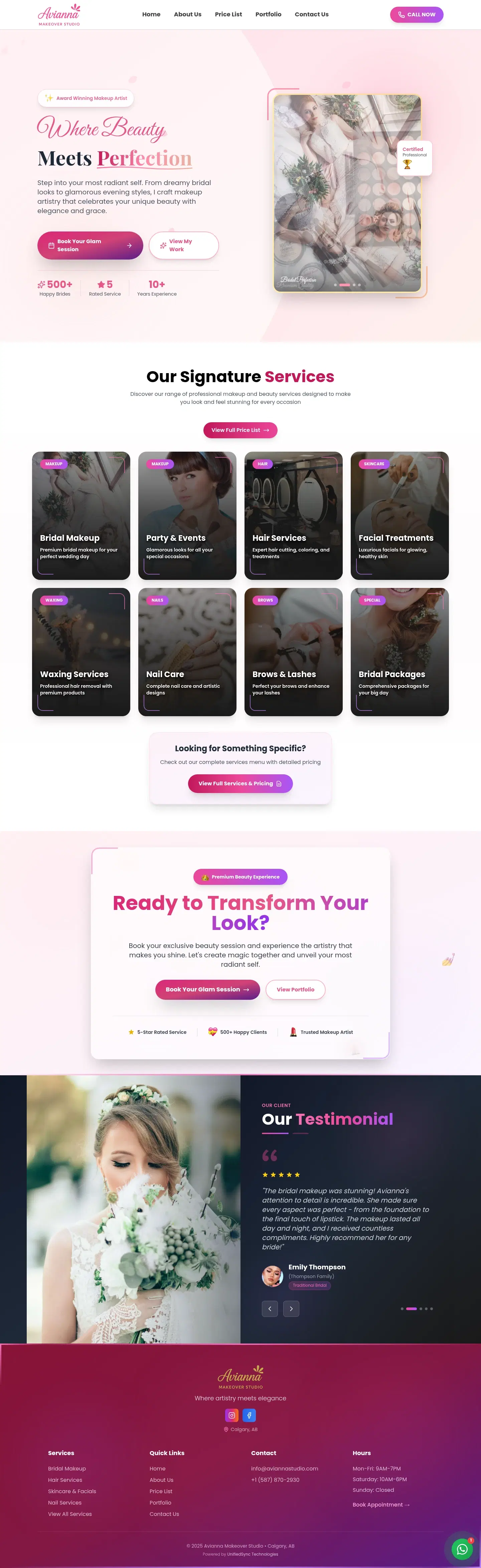 Avianna Makeover Studio — full website