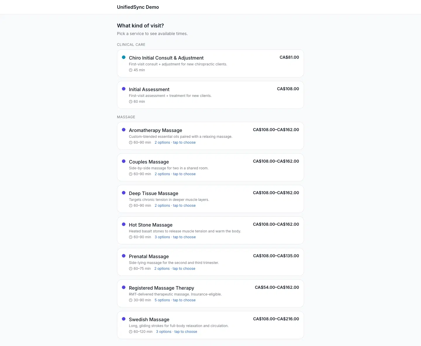 Public Booking Page