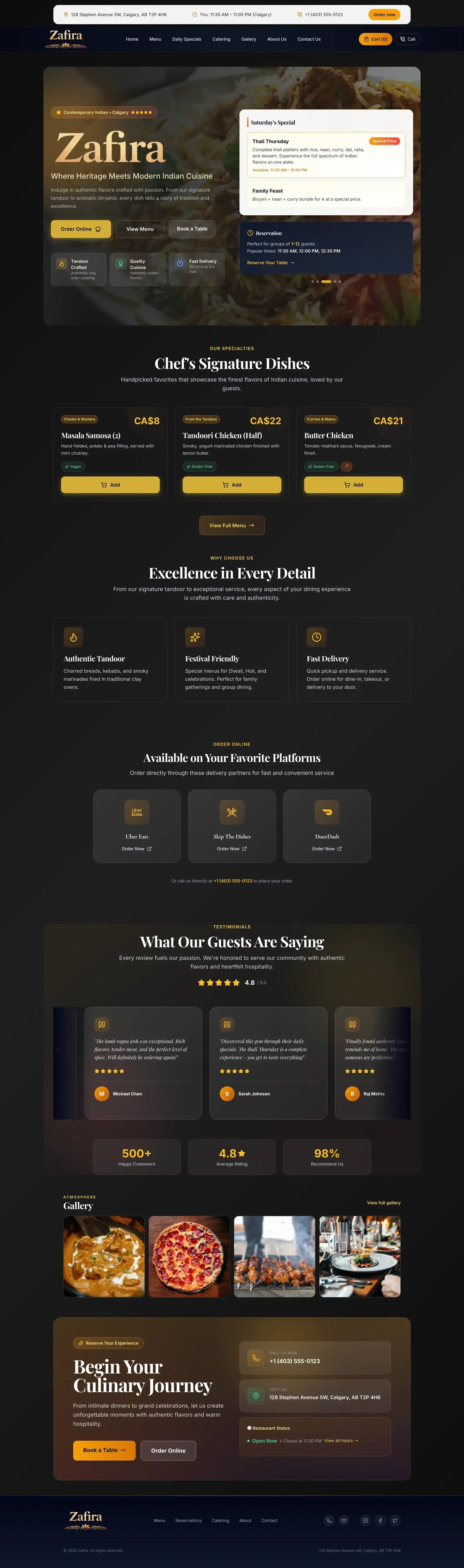 Zafira Restaurant & Food Delivery — full website